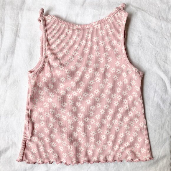 🪴5/$30 4T Old Navy Girls Pink White Floral Bow Tie Sleeveless Tank Top - Picture 3 of 3